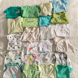 Bundle onesies newborn baby in white yellow green